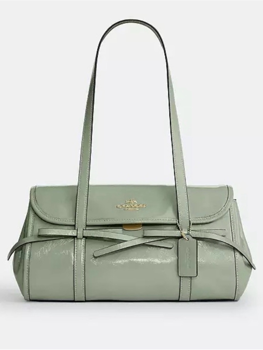 NWT Coach Bridget Flap Shoulder Bag With Bows CDY94 Gold/Light Pistachio